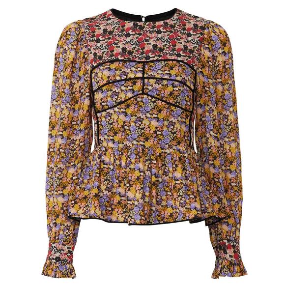 Hofmann Copenhagen Floral Peasant Blouse Size 8 Peplum Cottage Designer $325 - Picture 5 of 10